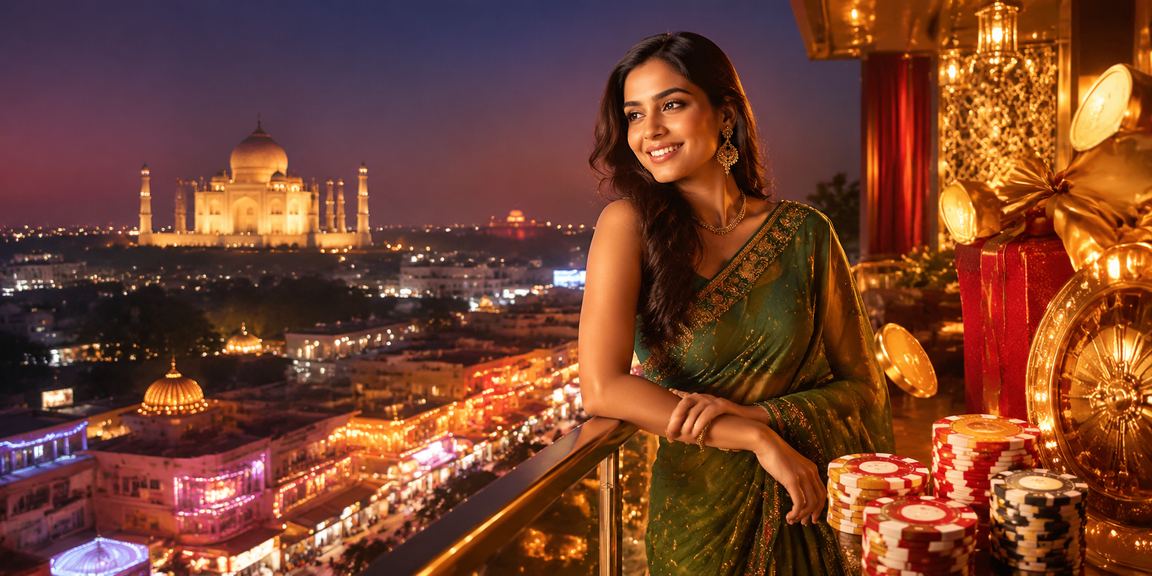 Taj Mahal view with Indian cricket and betting theme