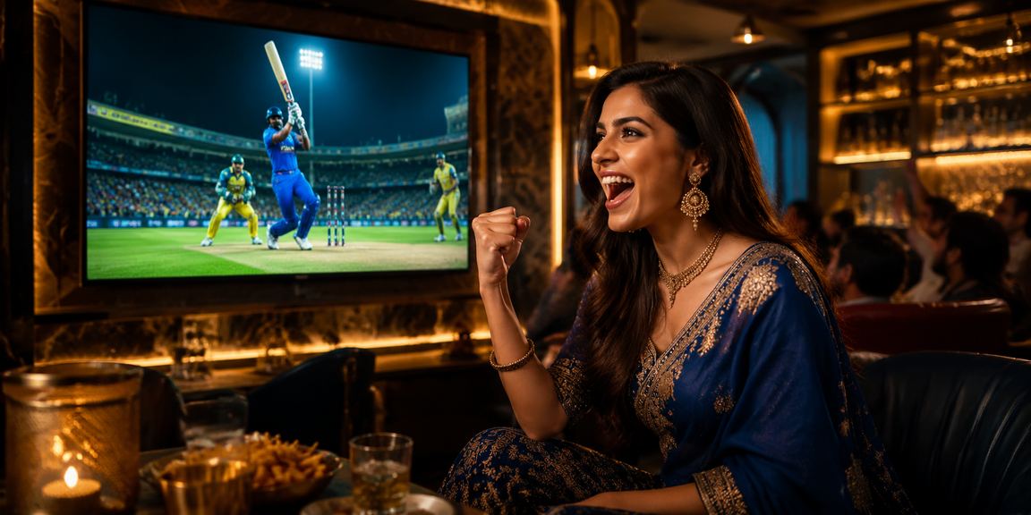 India cricket betting scene with vibrant stadium lights